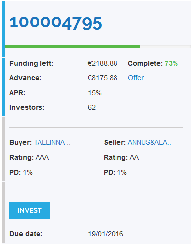 Erstes Investly Invoice Finanzierungsangebot